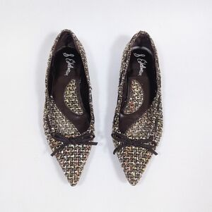 Sam Edelman Multicolor Tweed Pointed Flats with Brown Trim